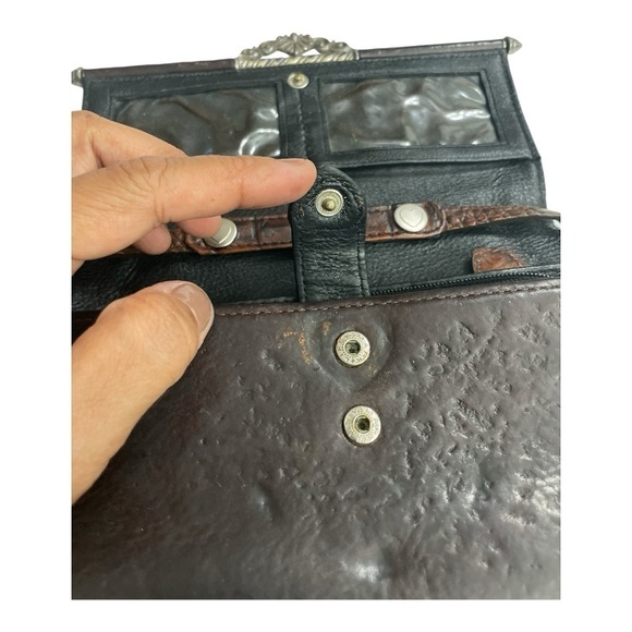 Croc Effect Brighton Leather Purse Tan, Brown And Black Wallet Purse - Picture 5 of 9